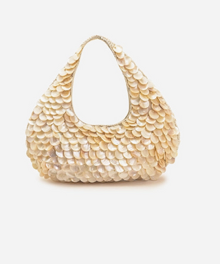 Rainbow Shell Beaded Round Hand-Held Bag