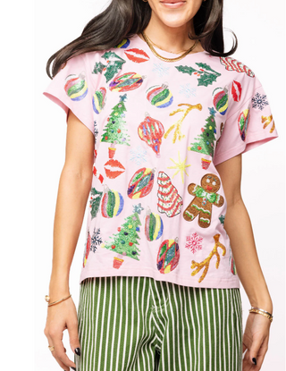 Light Pink Christmas Icons Tee