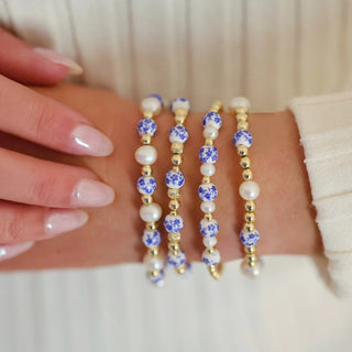 Blue Rose Floral Porcelain Bracelet