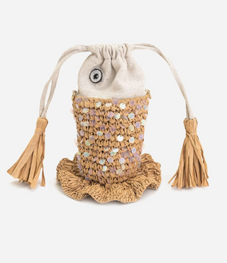 Ocean Whimsy Raffia Fish Bag