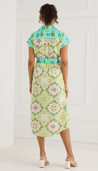 Willa Dress-Blue Floral Folk