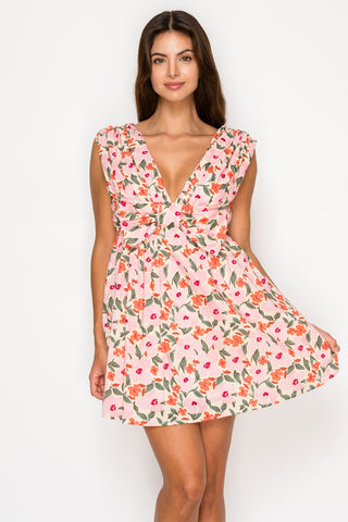 Saffron Bloom Mini Dress