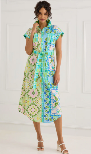Willa Dress-Blue Floral Folk