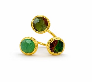 Stone Triple Ring-Green Chrysoprase