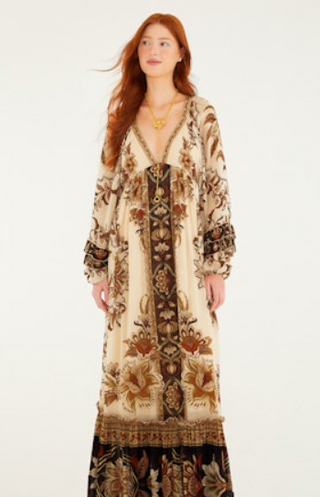 Majestic Garden Sand Maxi Dress
