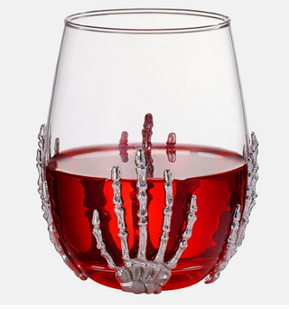Stemless Skeleton Halloween Fall Wine Glass